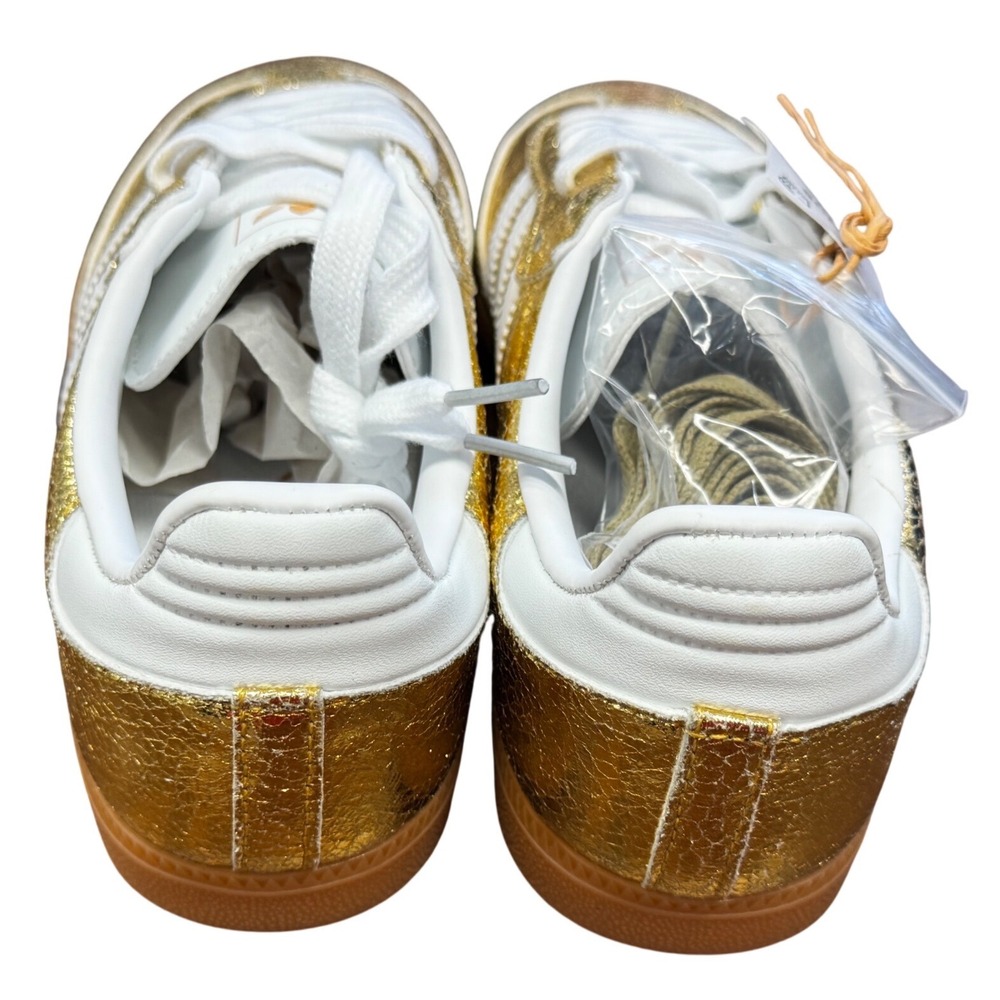 Adidas Samba Metallic Gold Crackle Leather Sneakers KI5719 Mens 5.5 Womens 6 - Picture 5 of 8
